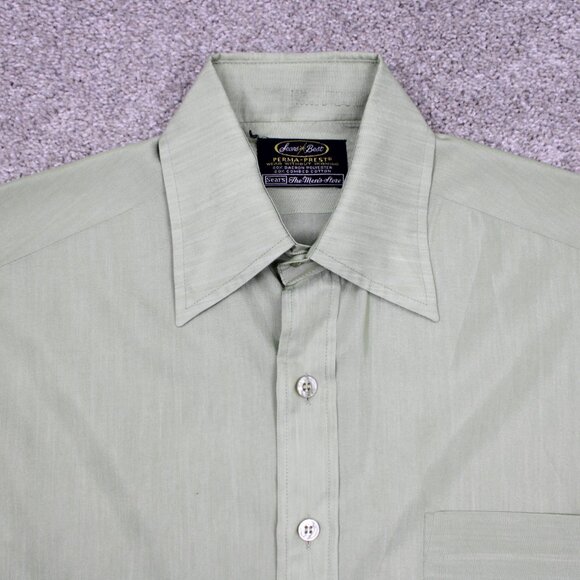Vintage Sears Best Dress Shirt Mens 15 1/2, 33 Green Perma-Prest Poly/Cotton L/S - Picture 6 of 15